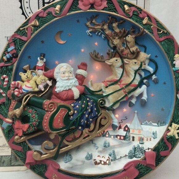 Bradford Exchange Twas The Night Before Christmas Light Up Plate W/COA 1994 - Picture 2 of 11